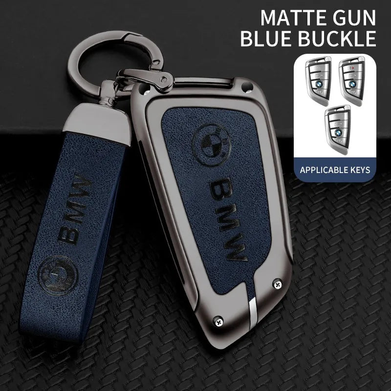 Zinc alloy genuine leather car key case for BMW series