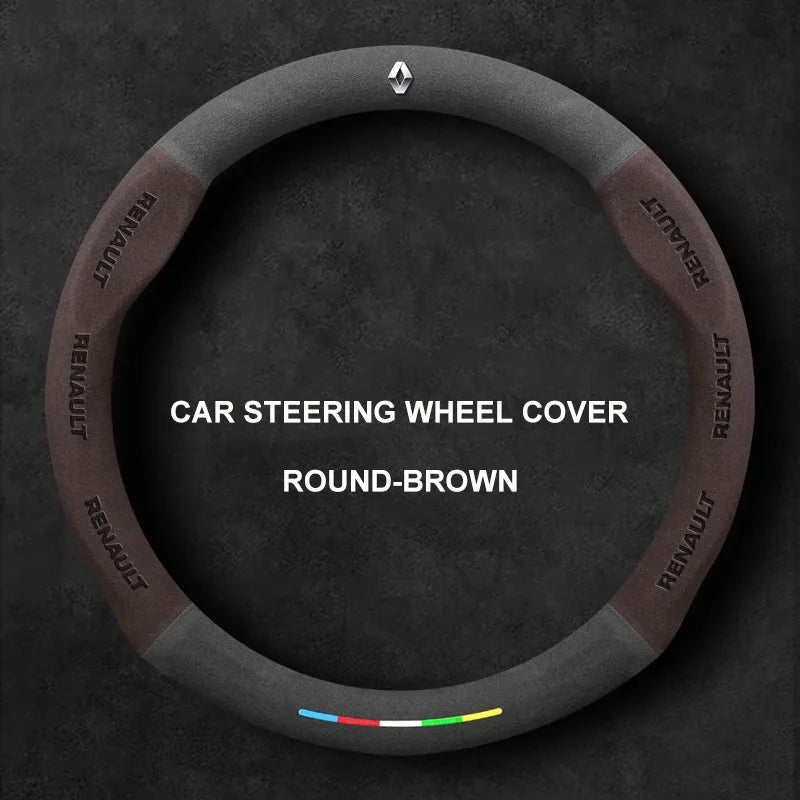 Alcantara Suede 3D Embossed Steering Wheel Cover For Renault
