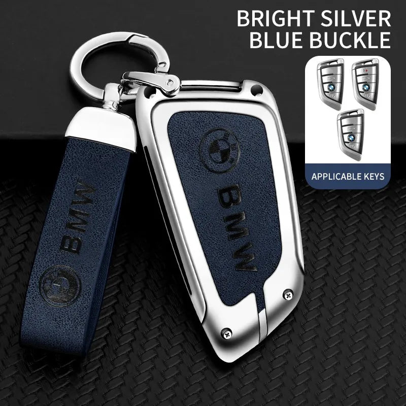 Zinc alloy genuine leather car key case for BMW series