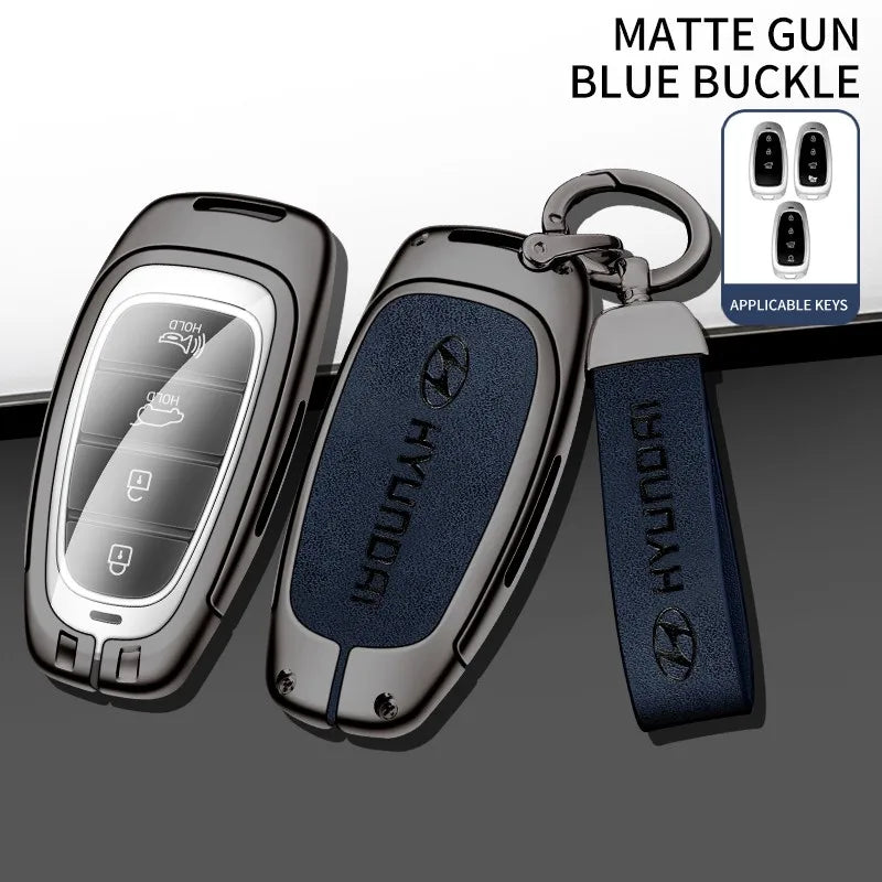 Zinc alloy genuine leather car key case for Hyundai series