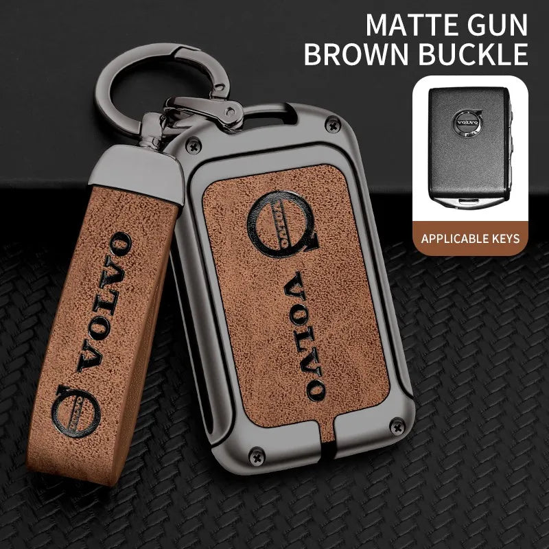 Zinc alloy genuine leather car key case for Volvo series