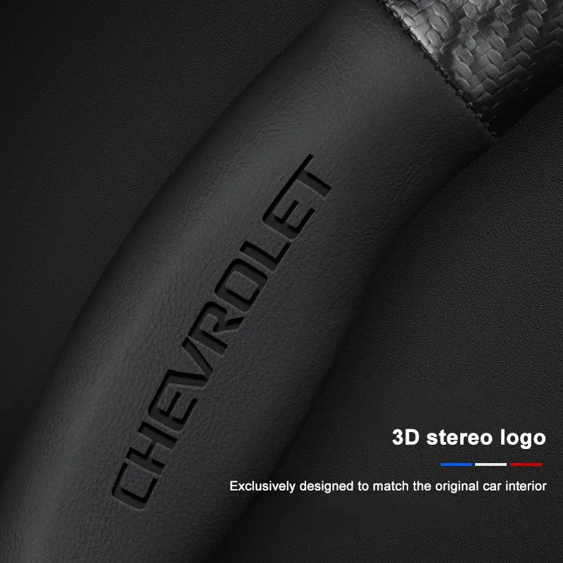 Carbon fiber genuine leather car steering wheel cover for Chevrolet