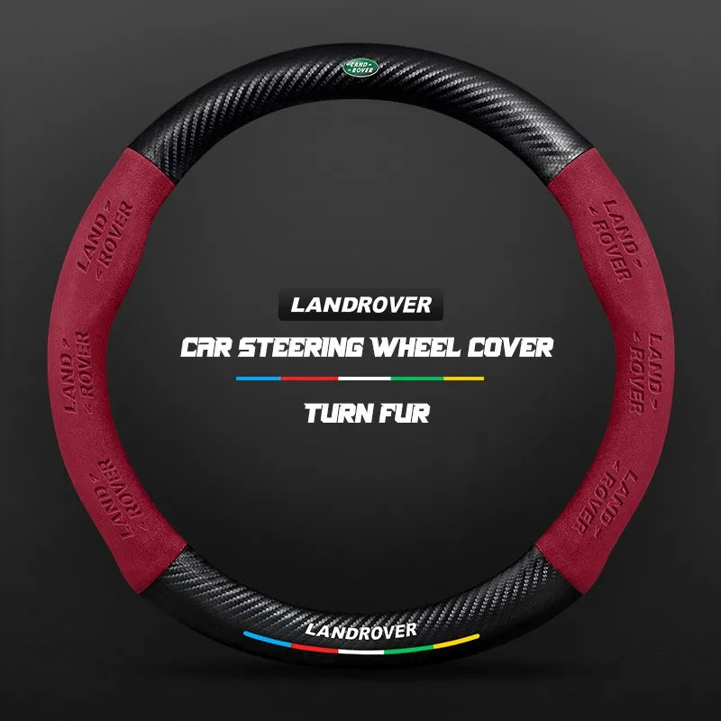 Car steering wheel cover in carbon fiber suede style suitable for Land Rover