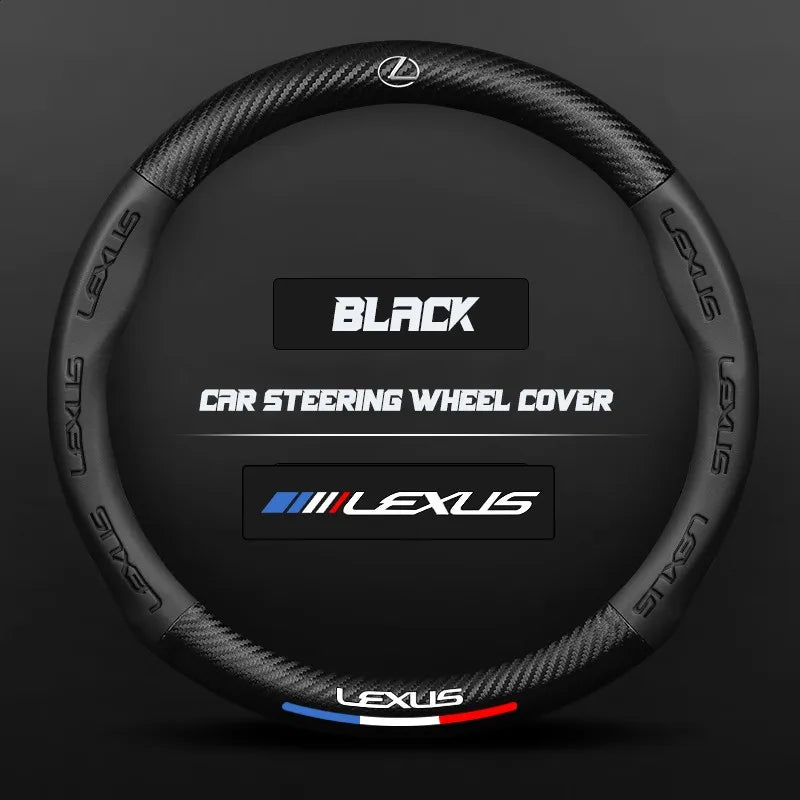 Carbon fiber genuine leather car steering wheel cover for Lexus