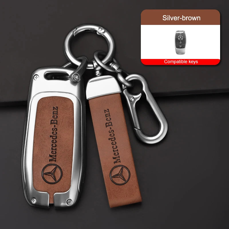 Zinc alloy genuine leather car key case for Mercedes-Benz series