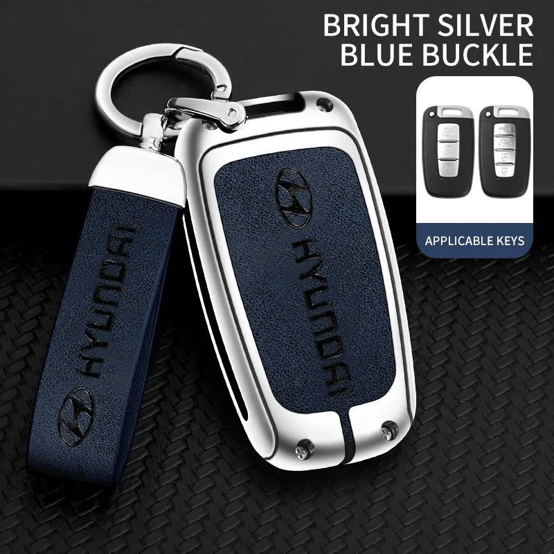 Zinc alloy genuine leather car key case for Hyundai series