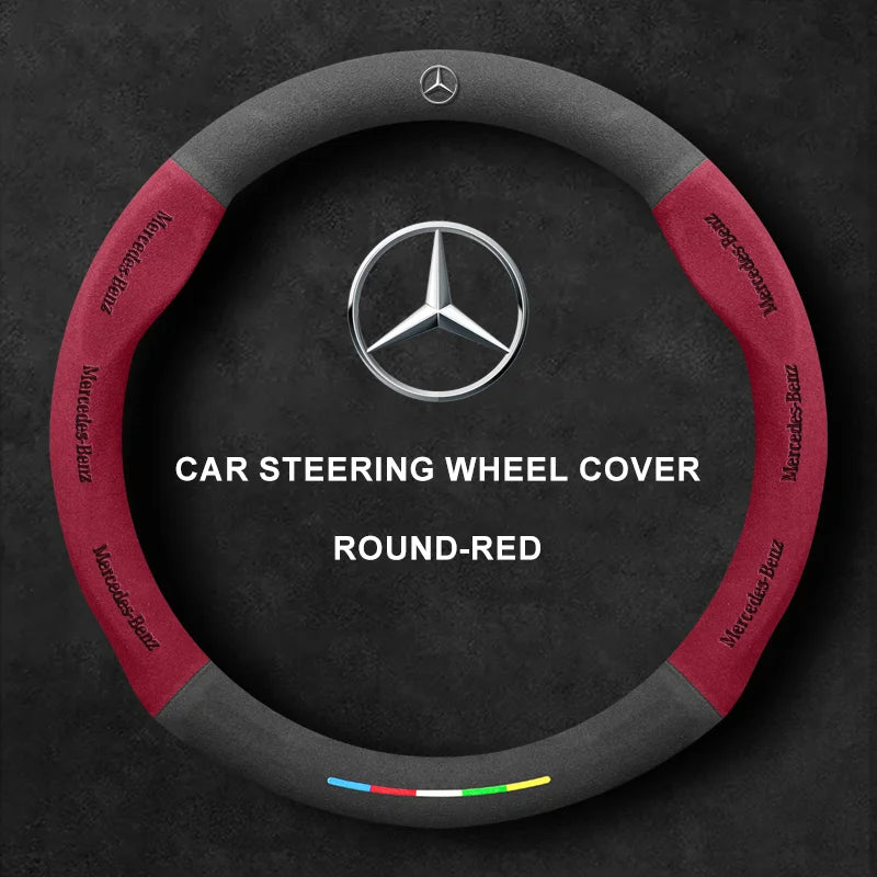 Alcantara Suede 3D Embossed Steering Wheel Cover For Mercedes-Benz