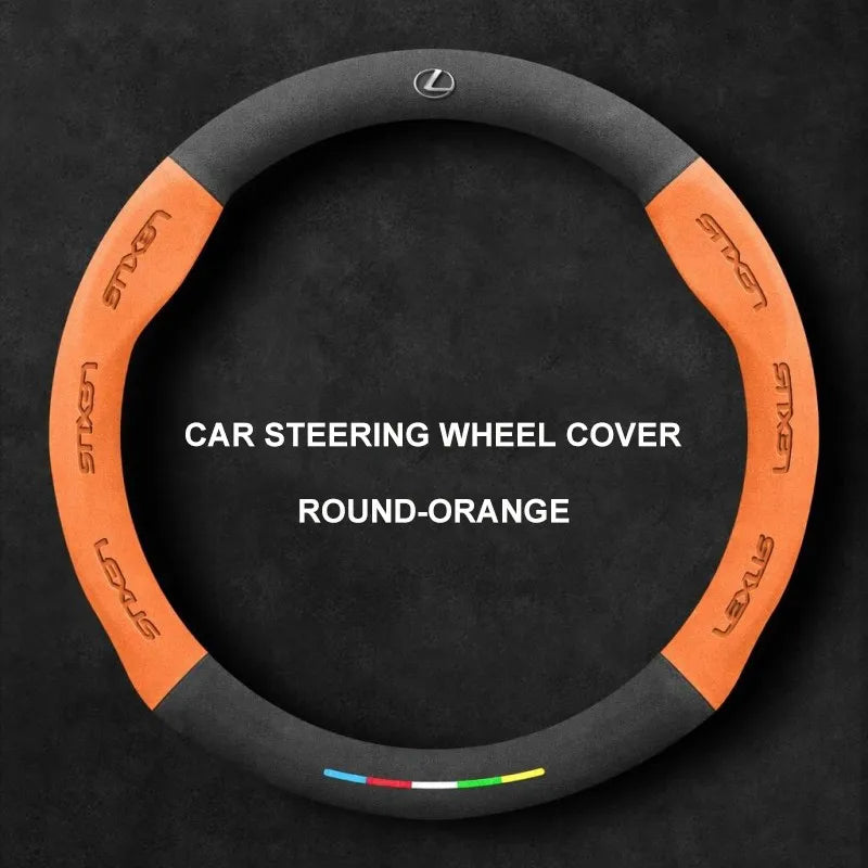 Alcantara Suede 3D Embossed Steering Wheel Cover For Lexus