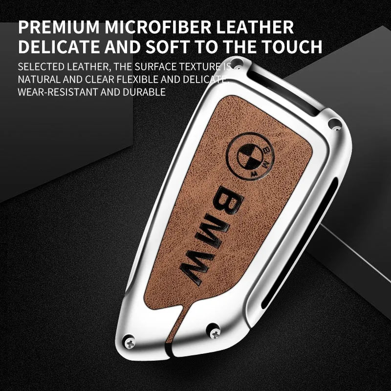 Zinc alloy genuine leather car key case for BMW series