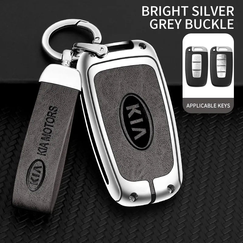Zinc alloy genuine leather car key case for Kia series