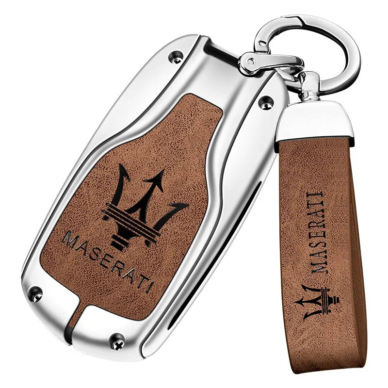 Zinc alloy genuine leather car key case for Maserati series