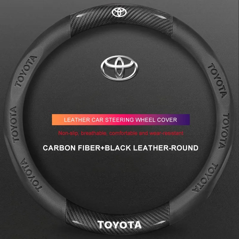 3D Embossed Genuine Leather Steering Wheel Cover For Toyota