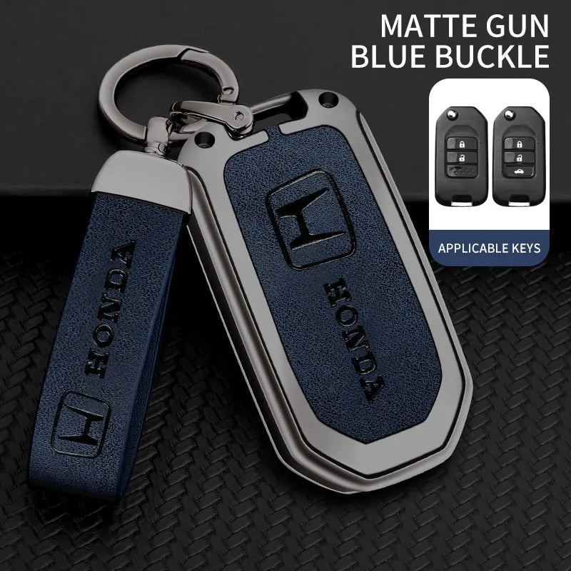 Zinc alloy genuine leather car key case for Honda series