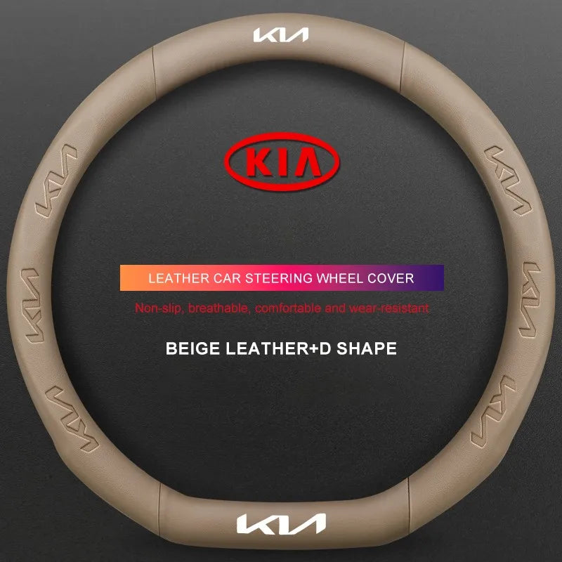 3D Embossed Genuine Leather Steering Wheel Cover For Kia