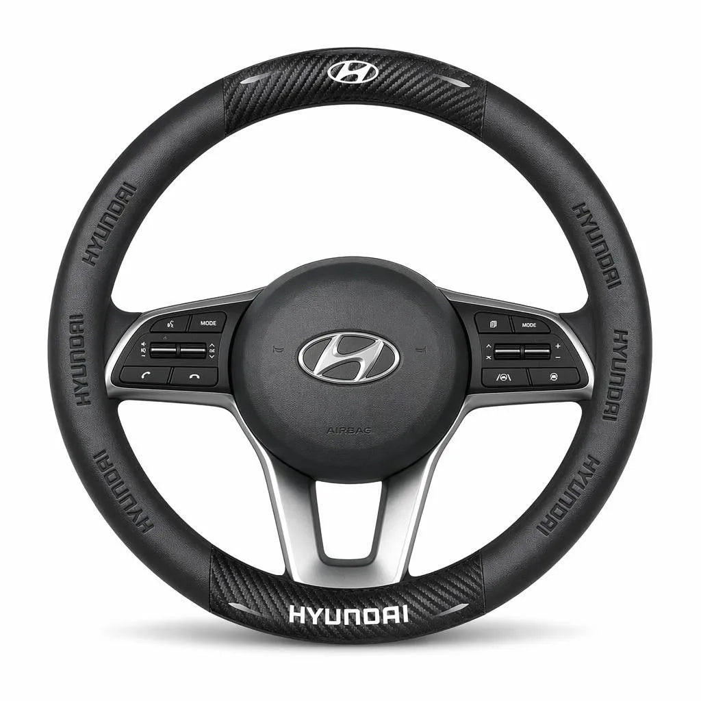 3D Embossed Genuine Leather Steering Wheel Cover For Hyundai