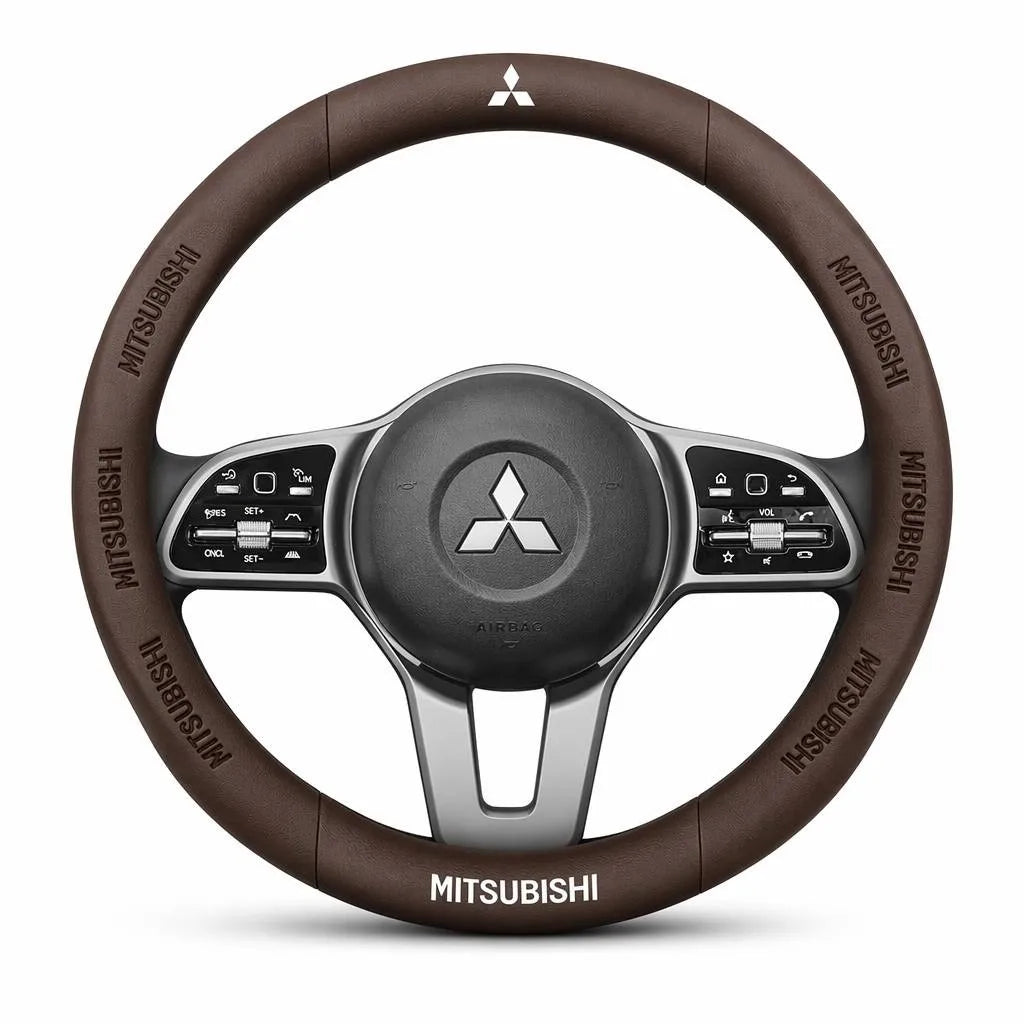 3D Embossed Genuine Leather Steering Wheel Cover For Mitsubishi