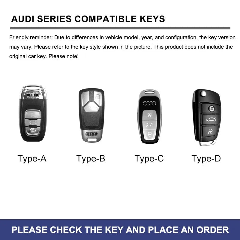 Zinc alloy genuine leather car key case for Audi series