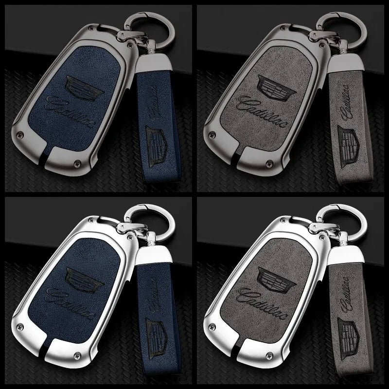 Zinc alloy genuine leather car key case for Cadillac series