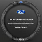 3D Embossed Genuine Leather Steering Wheel Cover For Ford