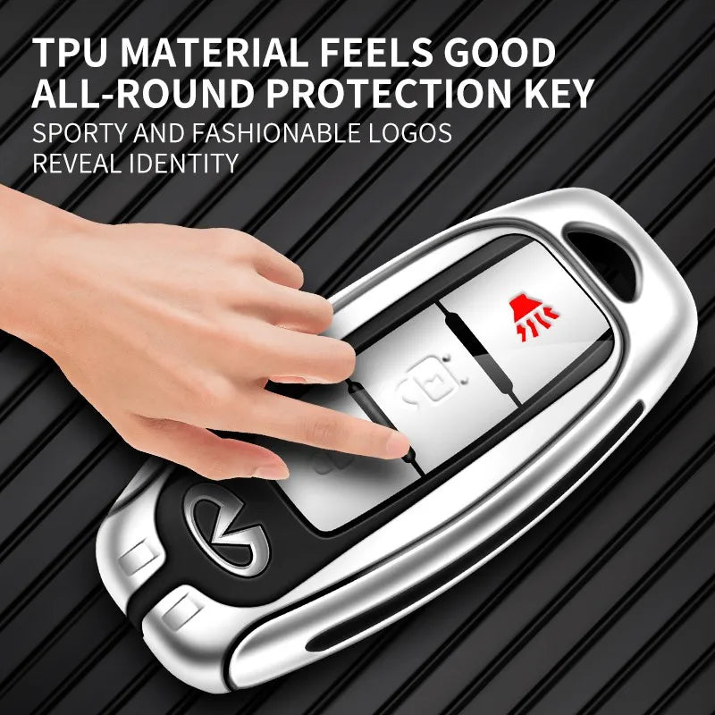 Zinc alloy genuine leather car key case for Infiniti series