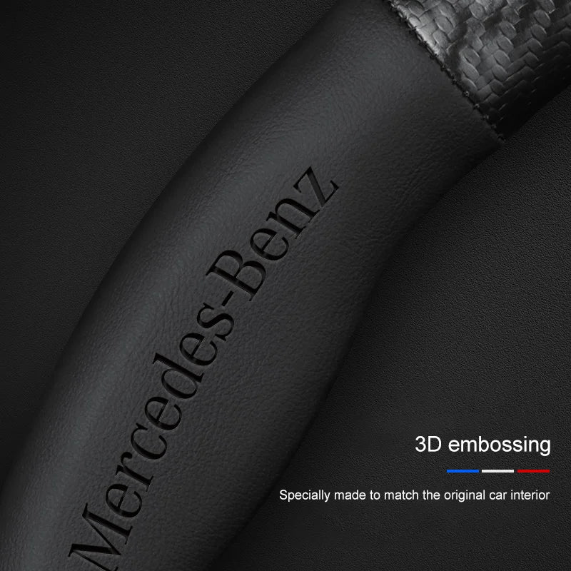 Carbon fiber genuine leather car steering wheel cover for Mercedes-Benz