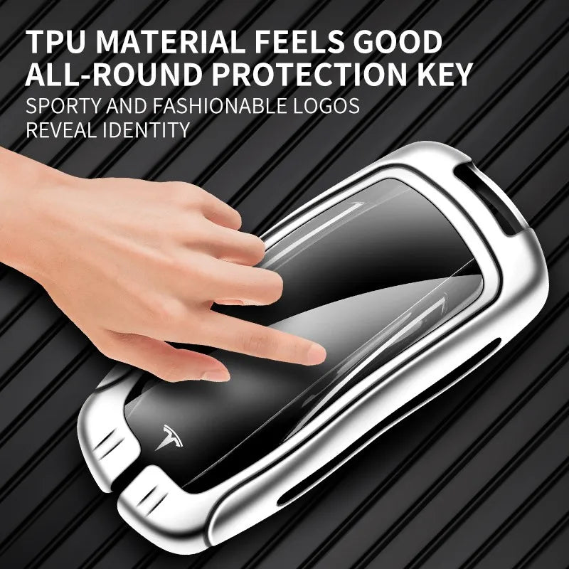 Zinc alloy genuine leather car key case for Tesla series