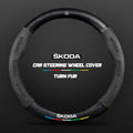Car steering wheel cover in carbon fiber suede style suitable for Skoda