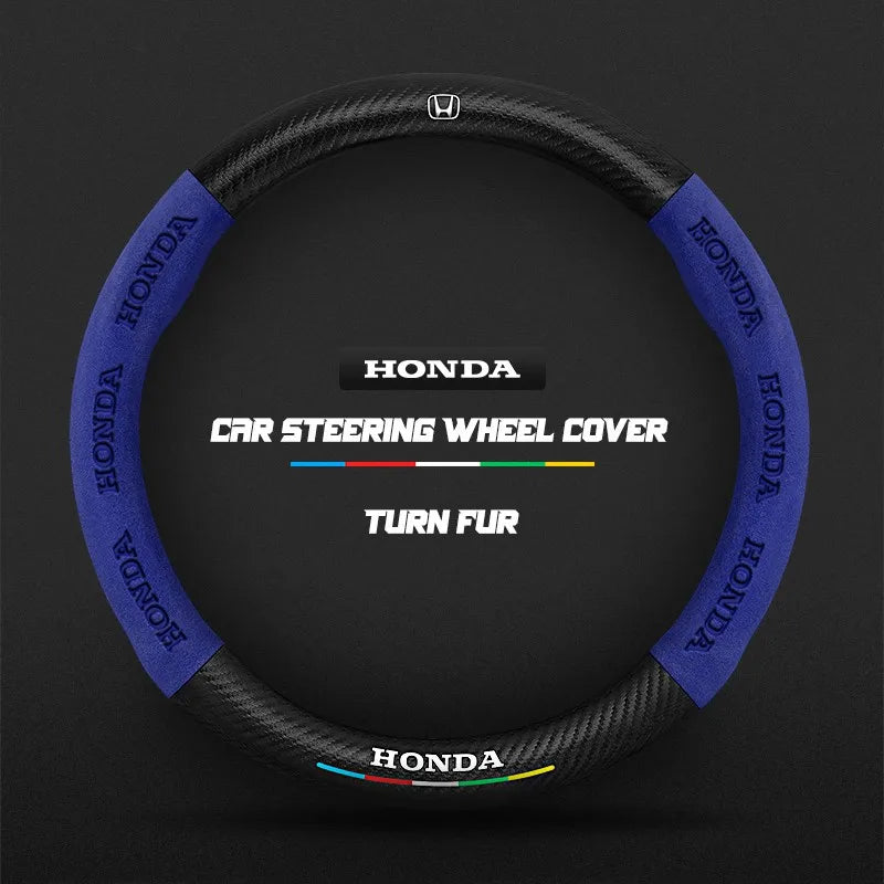 Car steering wheel cover in carbon fiber suede style suitable for Honda