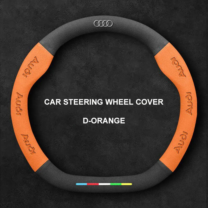 Alcantara Suede 3D Embossed Steering Wheel Cover For Audi