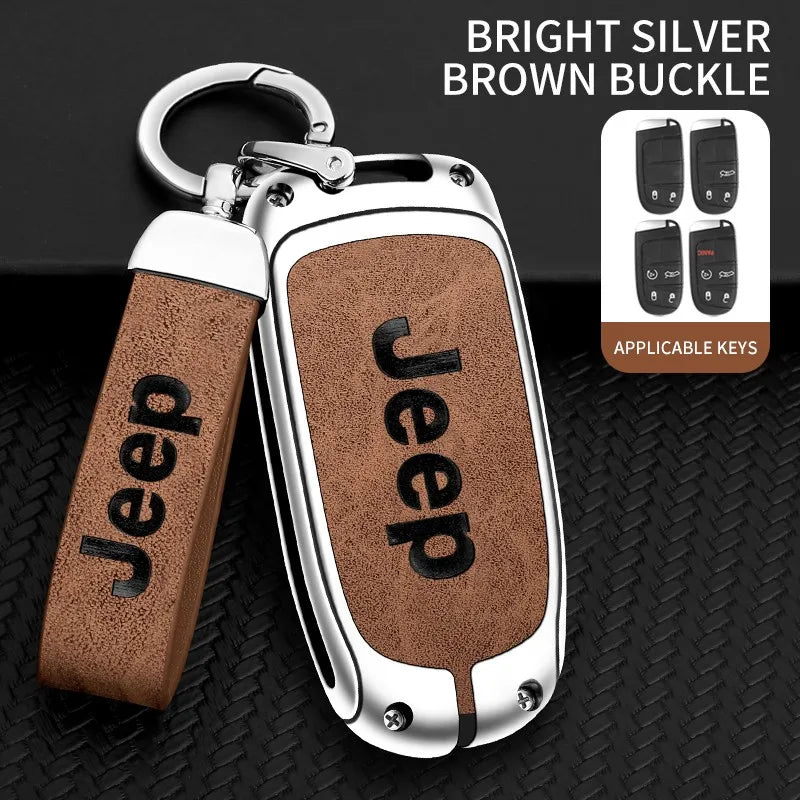 Zinc alloy genuine leather car key case for Jeep series