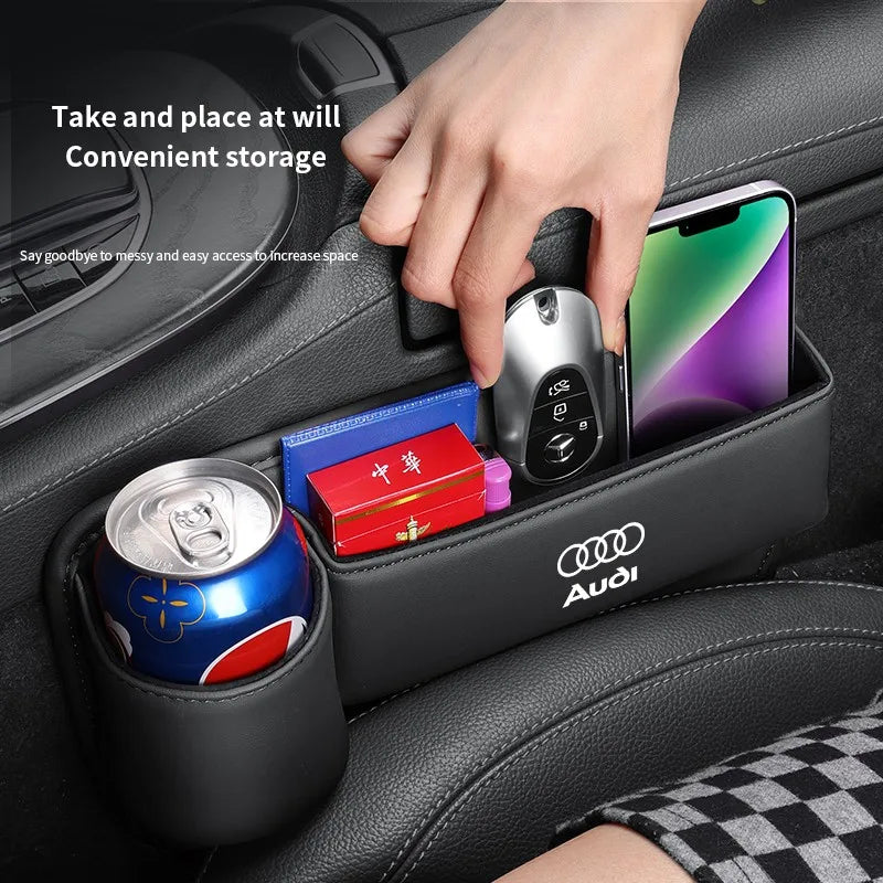 Car seat gap storage box with cup holder suitable for Audi