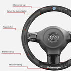 3D Embossed Genuine Leather Steering Wheel Cover For Volkswagen