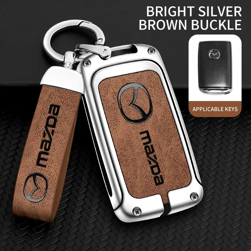 Zinc alloy genuine leather car key case for Mazda series