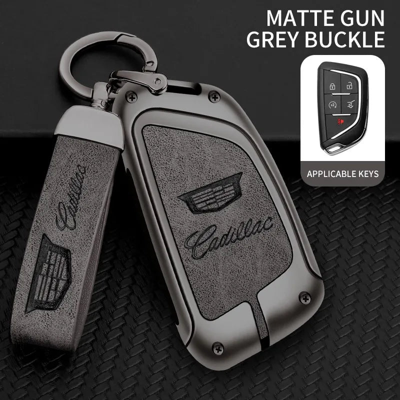 Zinc alloy genuine leather car key case for Cadillac series