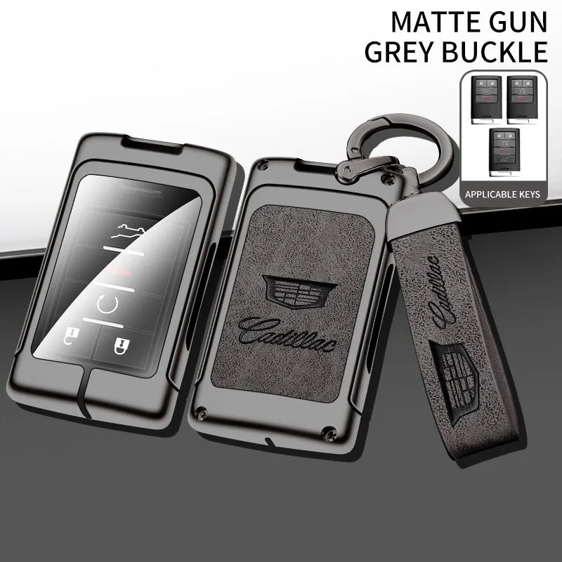 Zinc alloy genuine leather car key case for Cadillac series