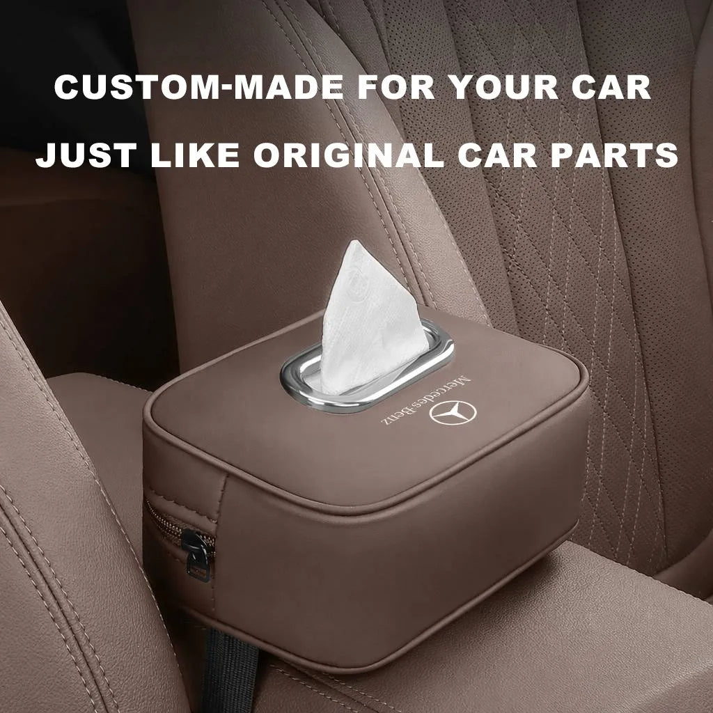 Premium Leather Car Seat Back Tissue Holder for Mercedes-Benz