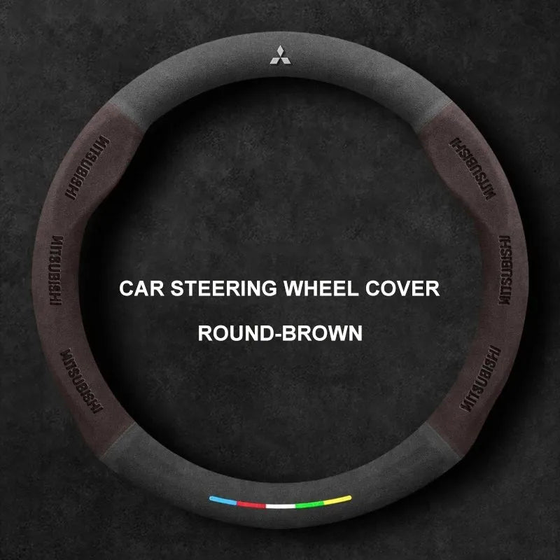 Alcantara Suede 3D Embossed Steering Wheel Cover For Mitsubishi