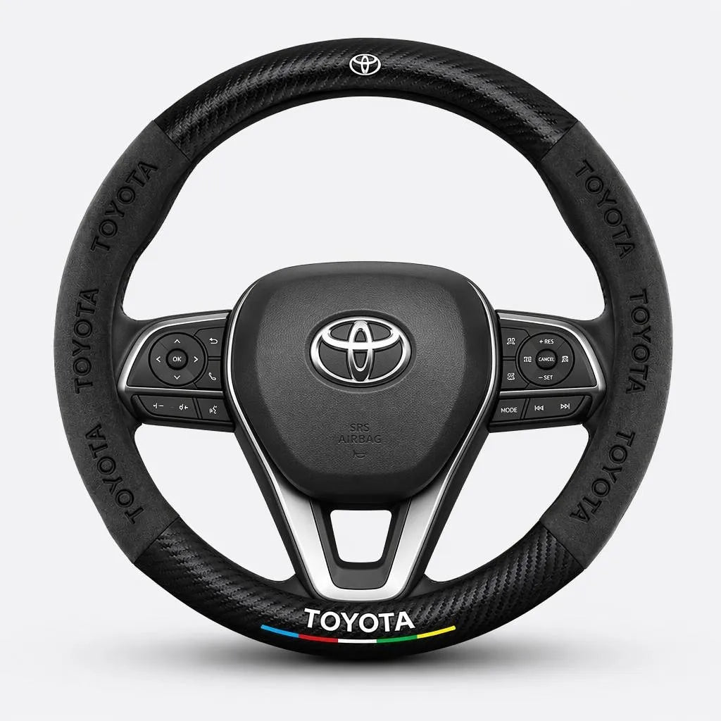 Car steering wheel cover in carbon fiber suede style suitable for Toyota