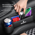 Car seat gap storage box with cup holder suitable for Suzuki