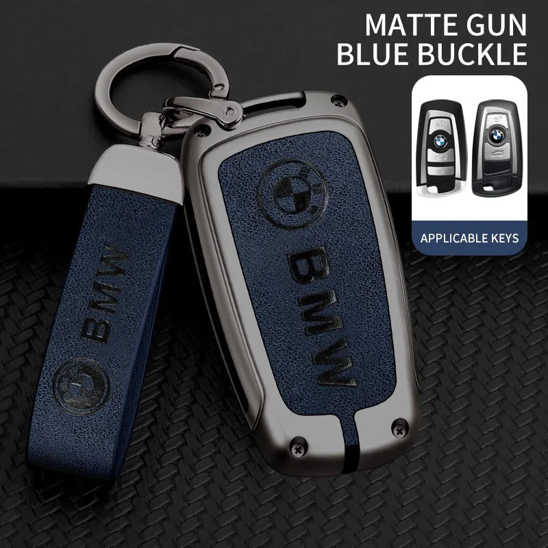 Zinc alloy genuine leather car key case for BMW series