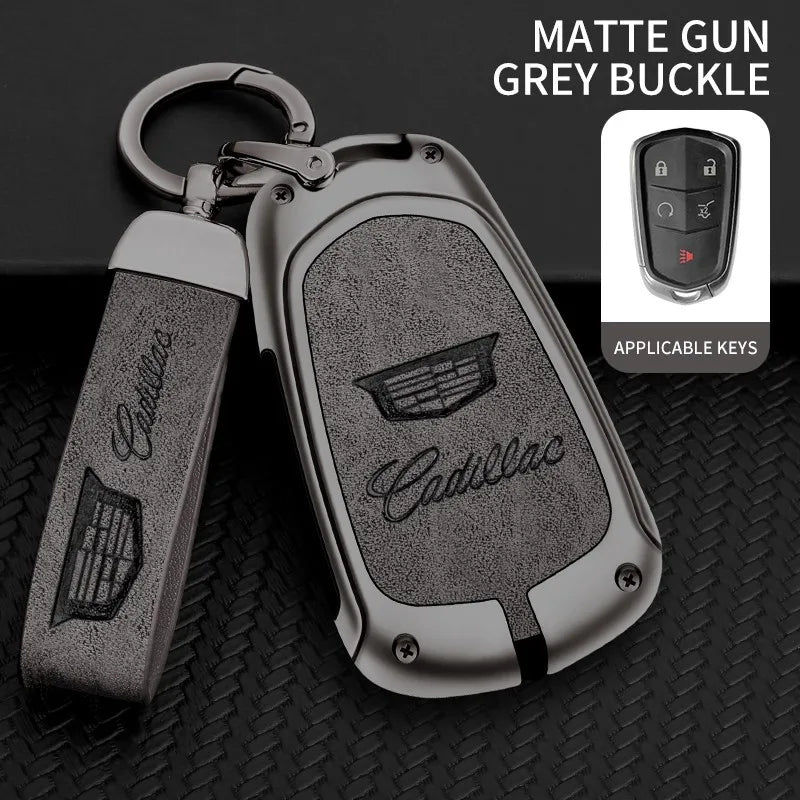 Zinc alloy genuine leather car key case for Cadillac series