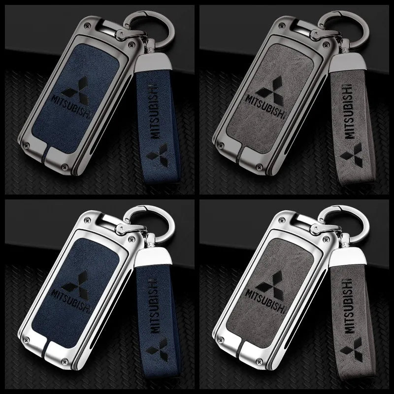 Zinc alloy genuine leather car key case for Mitsubishi series