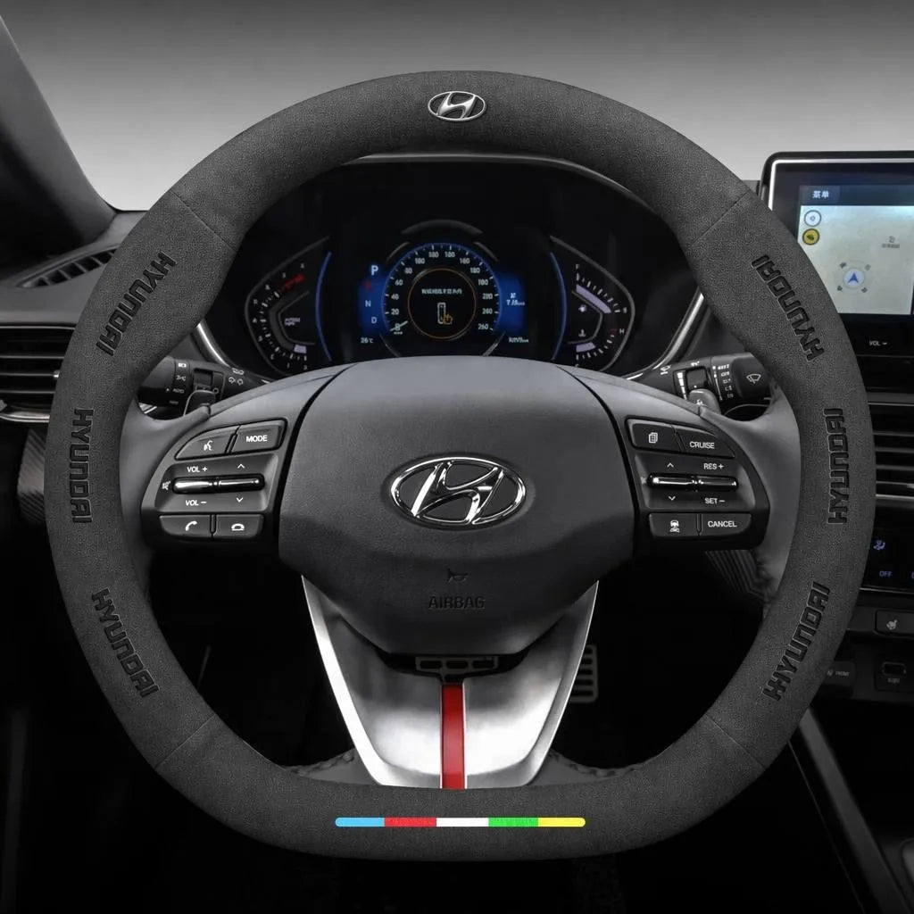 Alcantara Suede 3D Embossed Steering Wheel Cover For Hyundai