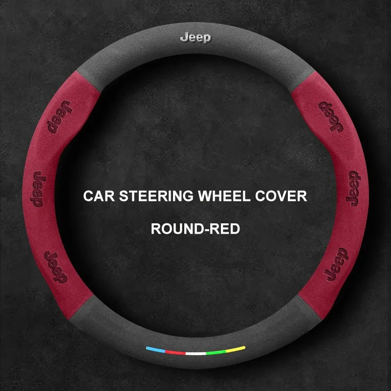 Alcantara Suede 3D Embossed Steering Wheel Cover For Jeep