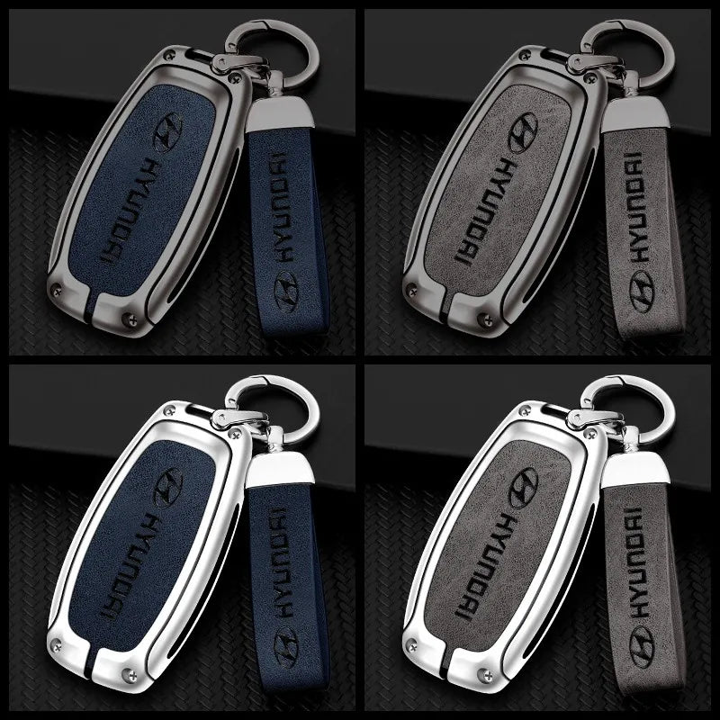Zinc alloy genuine leather car key case for Hyundai series