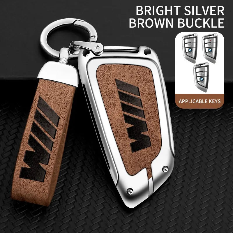 Zinc alloy genuine leather car key case for BMW series