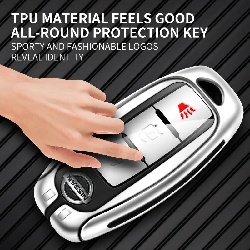 Zinc alloy genuine leather car key case for Nissan series