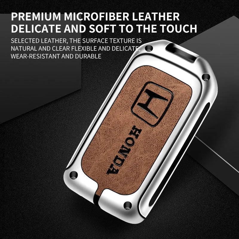 Zinc alloy genuine leather car key case for Honda series
