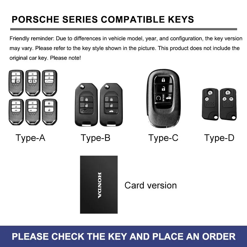 Zinc alloy genuine leather car key case for Honda series