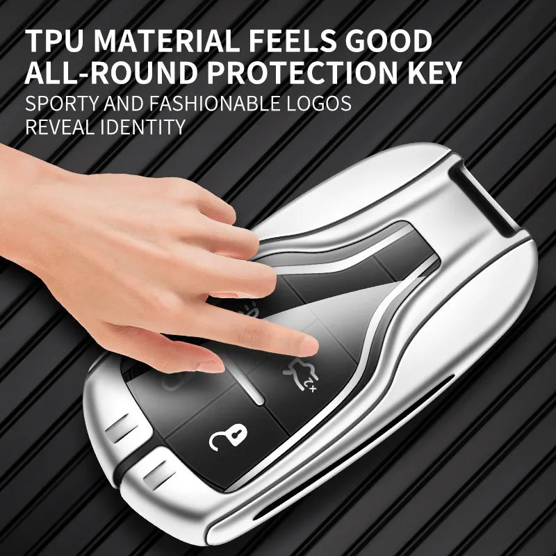 Zinc alloy genuine leather car key case for Maserati series